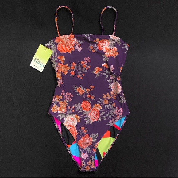 MAAJI Reversible Classic One Piece Floral & Geometric Print Swimsuit — MEDIUM - Picture 1 of 9